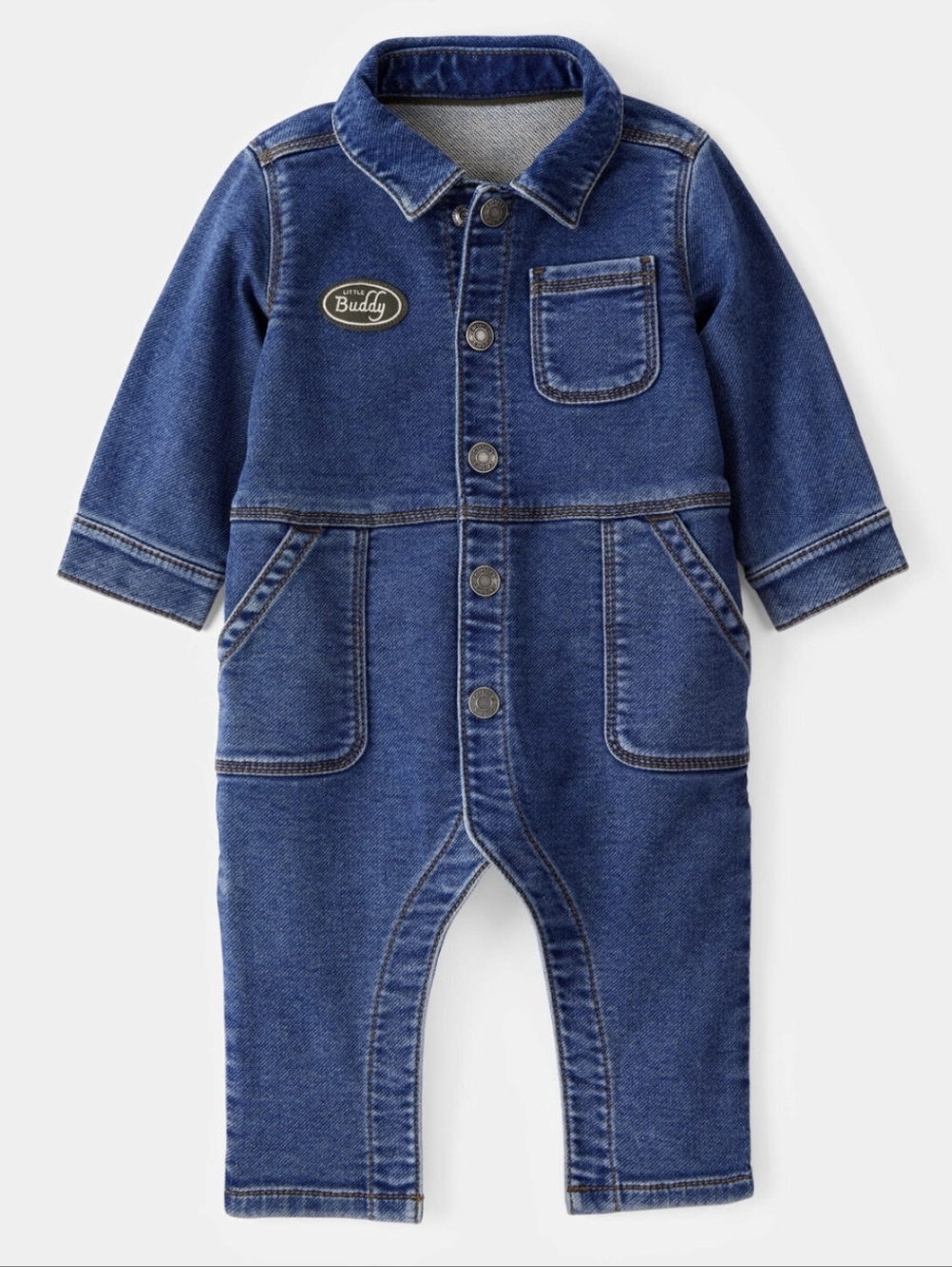 Carter's Baby Little Buddy Snap-Up Denim Jumpsuit - Blue